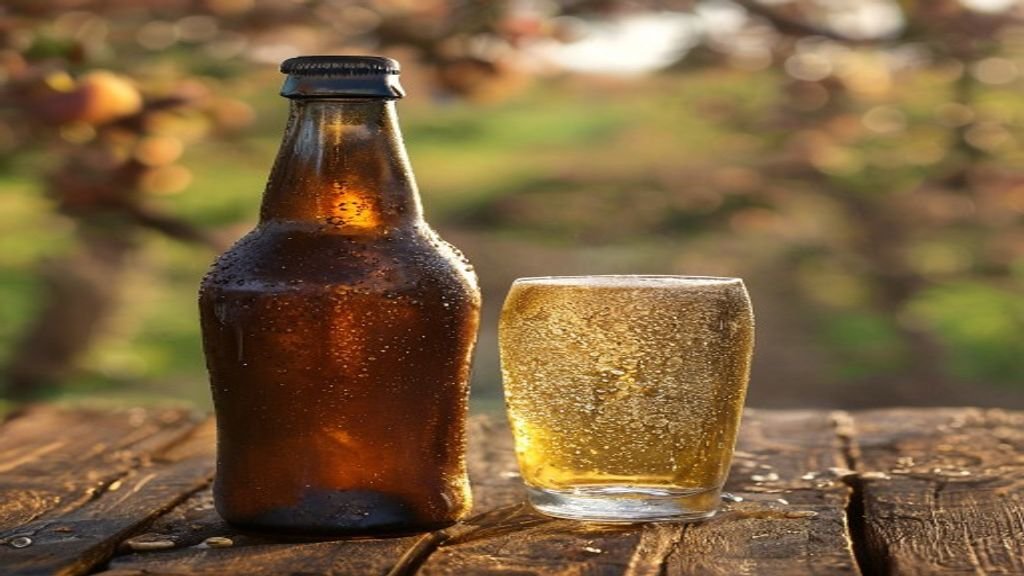 Traditional Normandy cider and glass, representing local gastronomy and a key part of your Normandy France travel guide.
